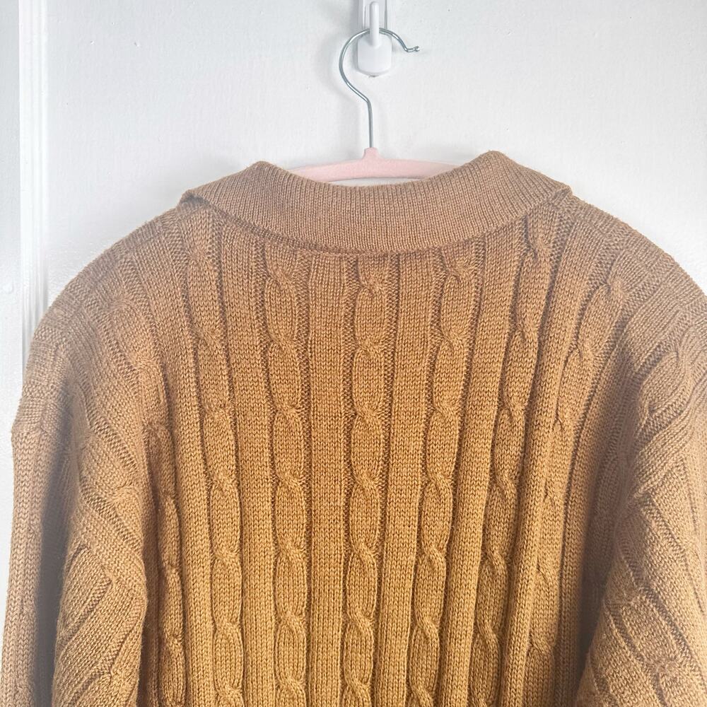 VTG Diane Von Furstenberg Collared Cable Knit Ribbed Polo Pullover Sweater M - Picture 9 of 13